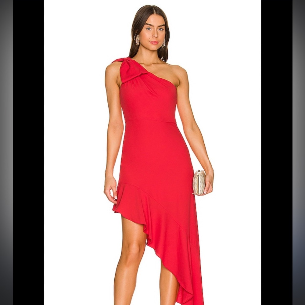 BCBGMaxAzria Vibrant Red One-Shoulder Dress